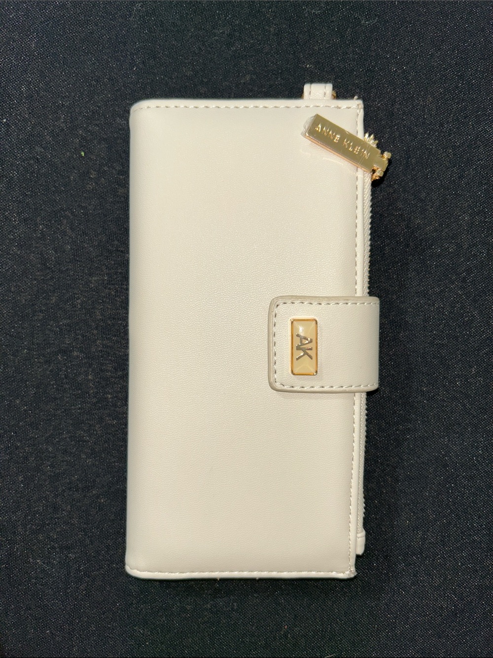 Anne Klein Cream Long Wallet with Gold Hardware
